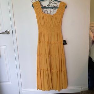 Lulus mustard yellow off-the-shoulder dress